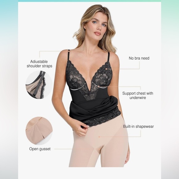 Popilush Lace Corset V Neck Shapewear Tummy Control Midi Dress Sz XS - Picture 10 of 15